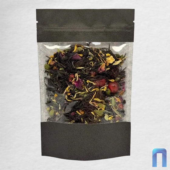 Пакет Дой Пак с замком Бумажный ЧЕРНЫЙ с окном 100 мм 120×185+(30+30) (50шт/уп)