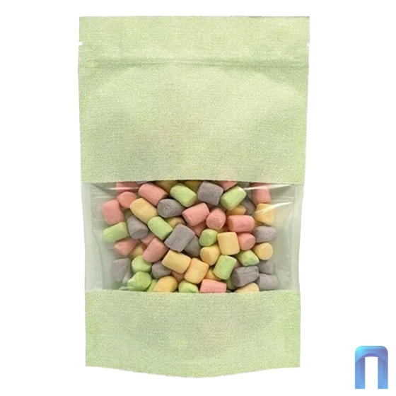 Пакет Дой Пак с замком Бумажный ВОЛНА Салатовый с окном 70 мм 135×225+(35+35) П367 (50шт/уп)