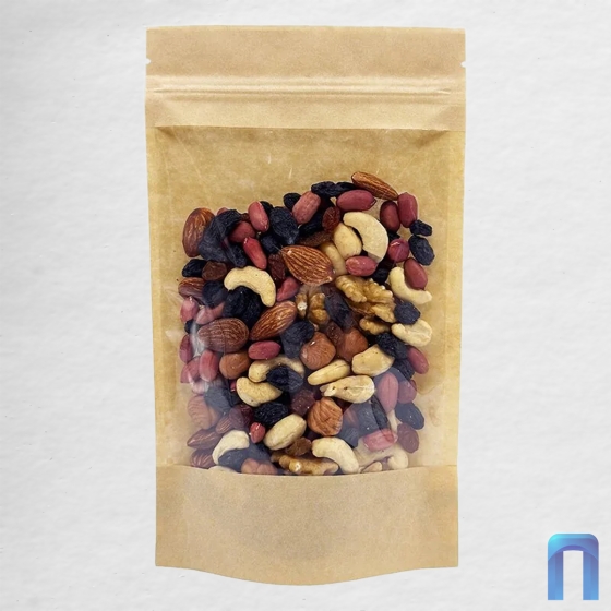 Пакет Дой Пак с замком Бумажный с ламинированным окном 140 мм 135×225+(35+35) (50шт/уп)