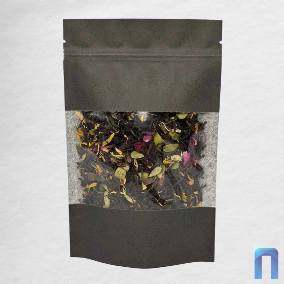 Пакет Дой Пак с замком Бумажный ЧЕРНЫЙ с окном 70 мм 120×185+(30+30) (50шт/уп)