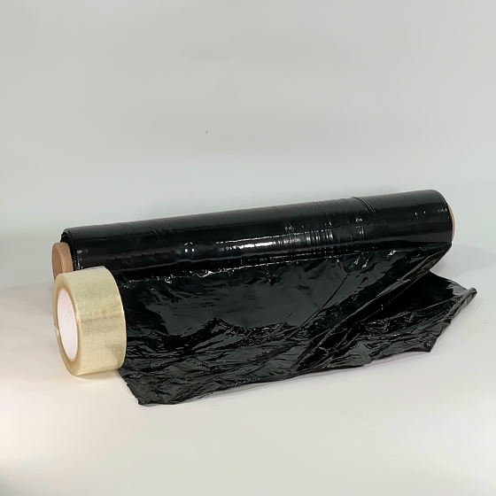 Стрейч пленка первичная 500 мм (2 кг, 20 мкм, чёрная)