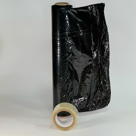 Стрейч пленка первичная 500 мм (2 кг, 20 мкм, чёрная)