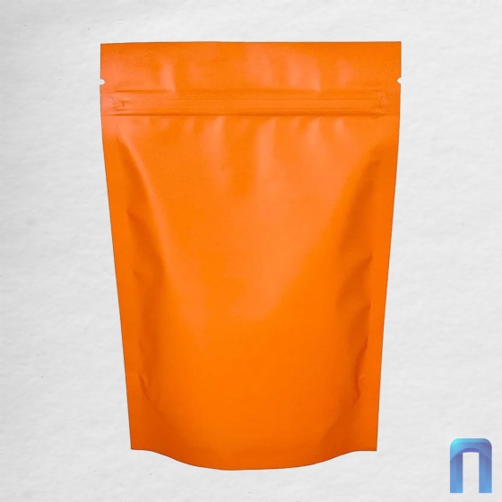 Пакет Дой Пак с замком метал. Оранжевый матовый 105×150+(30+30) (50шт/уп)