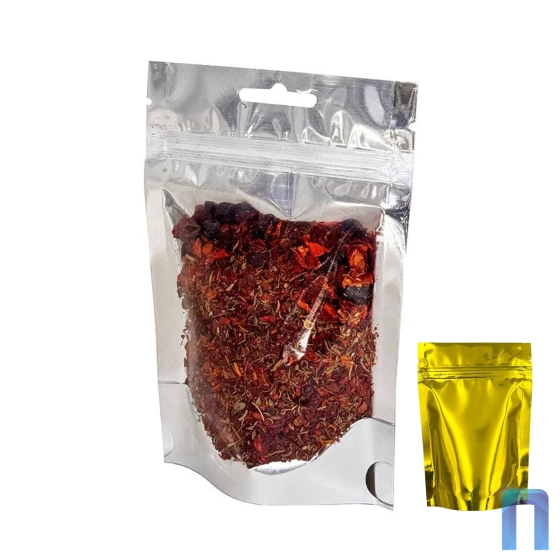 Пакет Дой Пак с замком метал. Золотой глянец с прозрачной стенкой 120×185+(35+35) (50шт/уп)