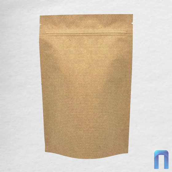 Пакет Дой Пак с замком Бумажный БУРЫЙ полосатый 105×150 (50шт/уп)