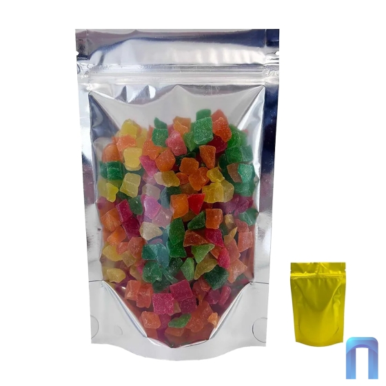 Пакет Дой Пак с замком метал. Золотой матовый с прозрачной стенкой 110×170+(35+35) (50шт/уп)