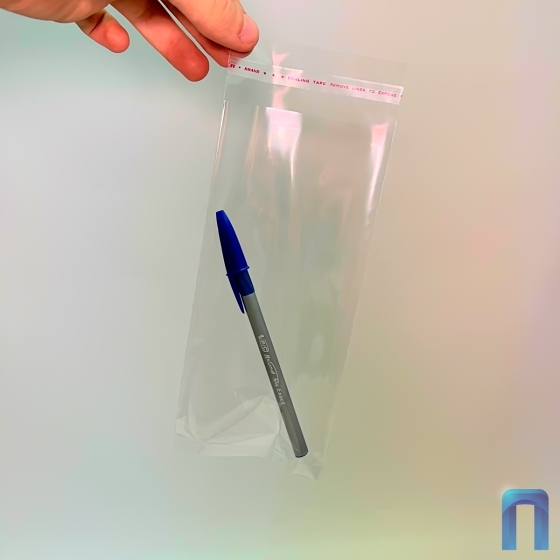 Пакет ПП 9х20 см с клеевым клапаном 3 см (25 мкм, 200 шт в упаковке)