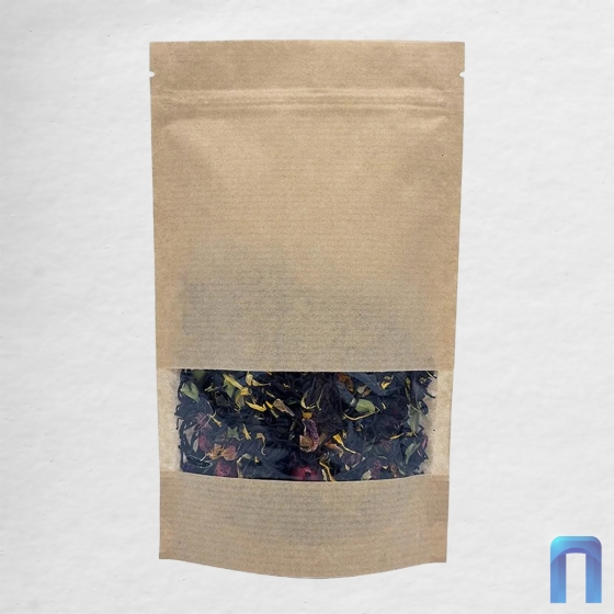 Пакет Дой Пак с замком Бумажный с окном 40 мм 150×240+(40+40) полосатый 40 г (50шт/уп)