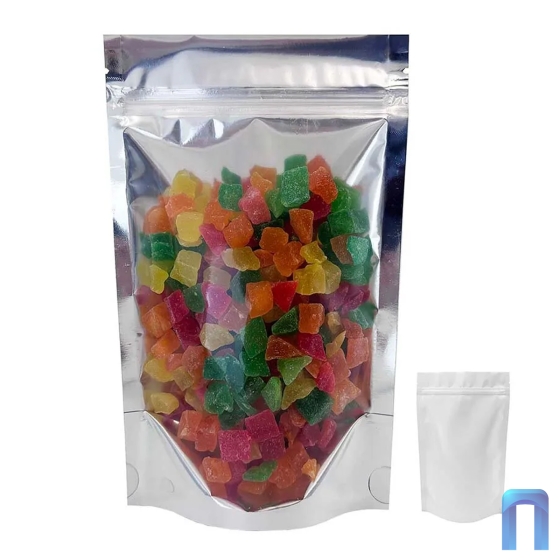 Пакет Дой Пак с замком метал. Белый глянец с прозрачной стенкой 135×225+(40+40) (50шт/уп)