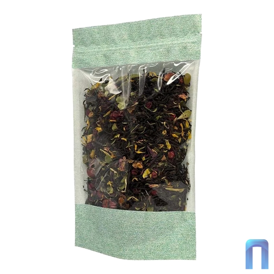 Пакет Дой Пак с замком Бумажный ВОЛНА Морской с окном 100 мм 120×185+(30+30) (50шт/уп)