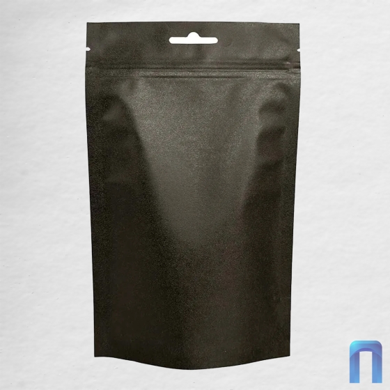 Пакет Дой Пак с замком Бумажный ЧЕРНЫЙ 120х210+(35+35) (2 слоя) с евро (50шт/уп)