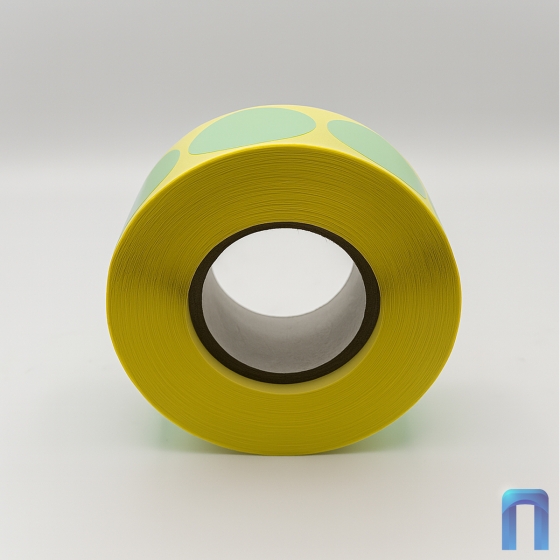 Этикетка термотрансферная полуглянец 30х30 мм (1000 шт, зелёная, круглая, втулка 40 мм)