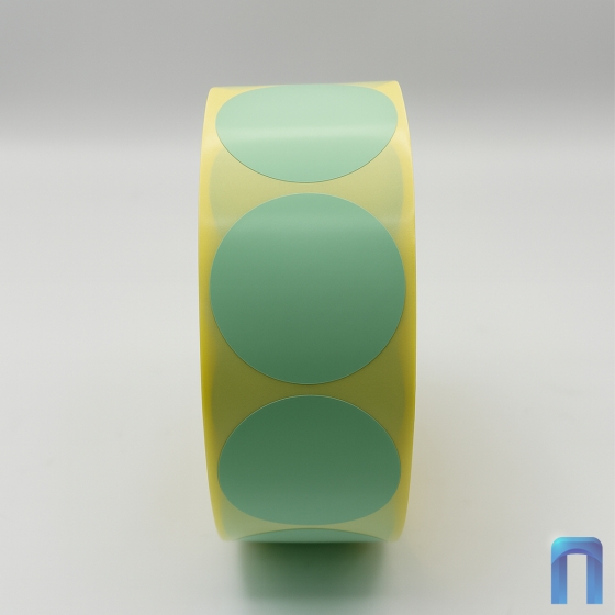 Этикетка термотрансферная полуглянец 30х30 мм (1000 шт, зелёная, круглая, втулка 40 мм)