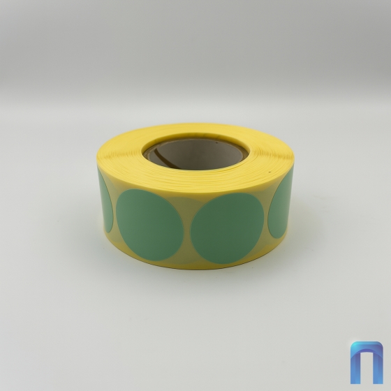 Этикетка термотрансферная полуглянец 30х30 мм (1000 шт, зелёная, круглая, втулка 40 мм)