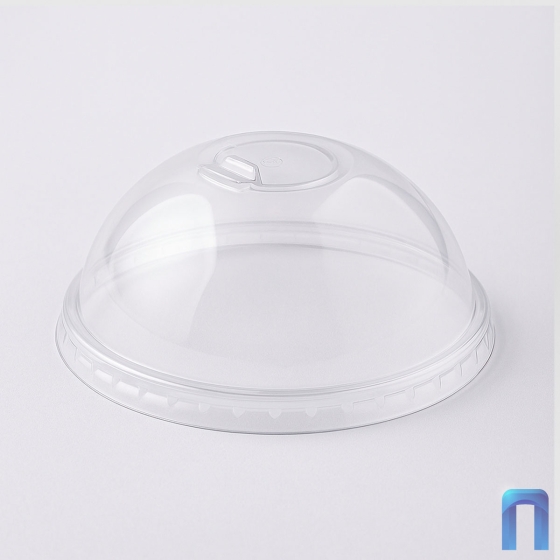 Крышка купольная d90мм с отверстием для соломки открывающимся ПРОЗРАЧНАЯ PP (d90, 50 шт/уп)