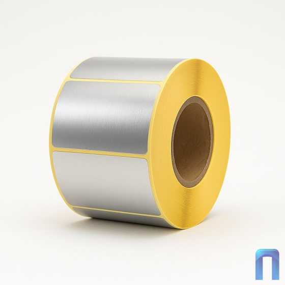 Этикетка термотрансферная полиэстер 58х90 мм (500 шт, усиленная, глянцевая металл., втулка 40 мм)