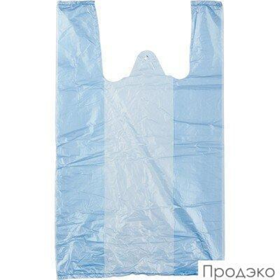 Пакет-майка ПНД 10мкм голубой (25+12×45 см,100шт в упаковке)