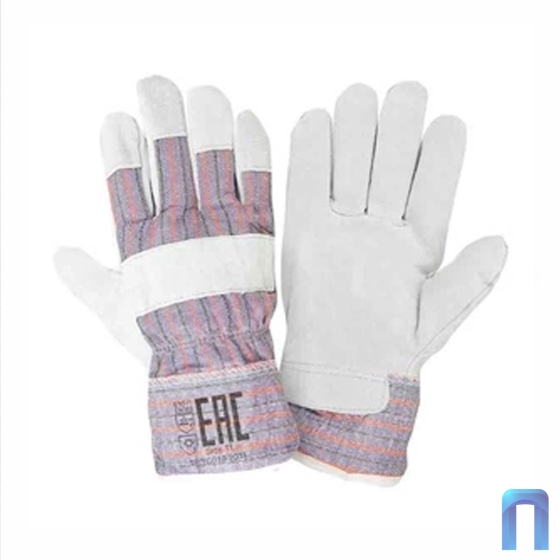 Перчатки спилковые комбинированные утепленные (10 пар в упаковке)