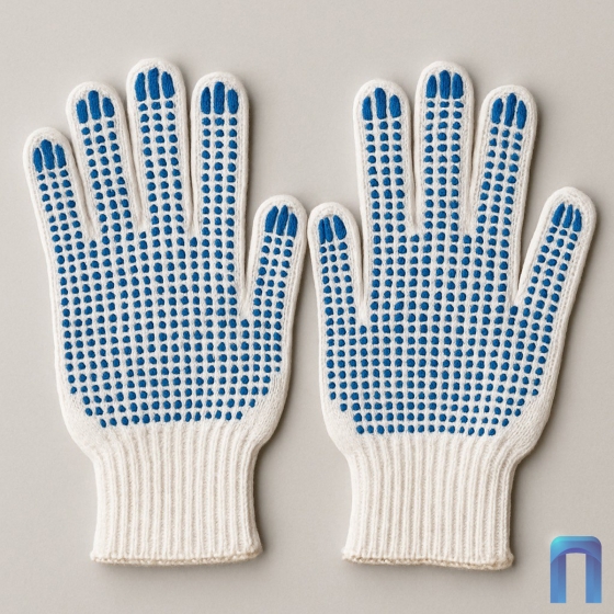 Перчатки трикотажные без ПВХ (5 нити, 7,5 класс, 10 пар в упаковке)