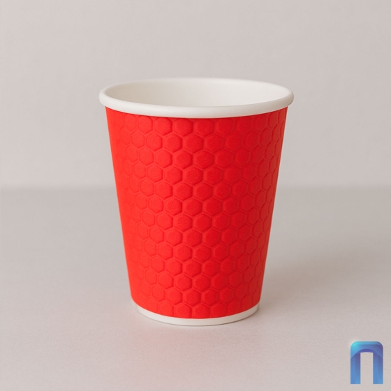 Стакан двухслойный конгрев 300мл "Соты" (Красный, 50 шт/уп)