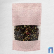 Пакет Дой Пак с замком Бумажный ВОЛНА Красный с окном 70 мм 135×225+(35+35) (50шт/уп)