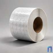 Этикетка термотрансферная полипропиленовая 10х10 мм (5000 шт, 5 рядов, круглая, втулка 40 мм)