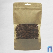 Пакет Дой Пак с замком Бумажный с окном 70 мм 105×150+(30+30) полосатый 40 г с евро (50шт/уп)