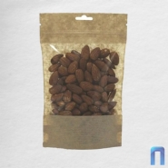 Пакет Дой Пак с замком Бумажный с окном 100 мм 120×185+(30+30) полосатый 40 г с евро (50шт/уп)