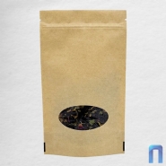 Пакет Дой Пак с замком Бумажный с окном ОВАЛ 135×225+(35+35) гладкий (50шт/уп)