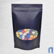 Пакет Дой Пак с замком с ОВАЛЬНЫМ окном Черный матовый 135×200+(40+40) (50шт/уп)