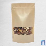 Пакет Дой Пак с замком Бумажный ЛАМИНИРОВАН. матовый с окном 40 мм 135×225+(35+35) (50шт/уп)