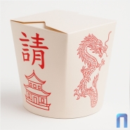 Чайна-бокс с круглым дном 700мл (Красный Дракон на белом, 50 шт/уп)