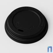 Крышка для стакана D90мм с отверстием PS (Черная, 100 шт/уп)