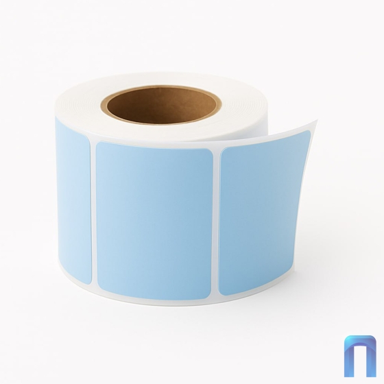 Этикетки для ВкусВилл 50х90 мм (500 этикеток, голубая, втулка 76 мм)